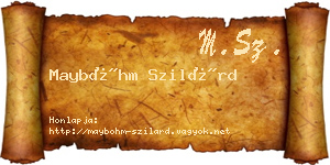 Mayböhm Szilárd névjegykártya